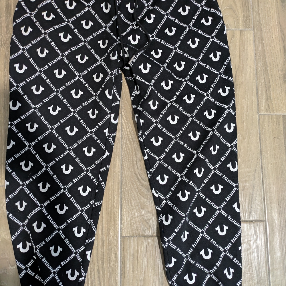 True Religion Black and White Patterned Sweatpants
